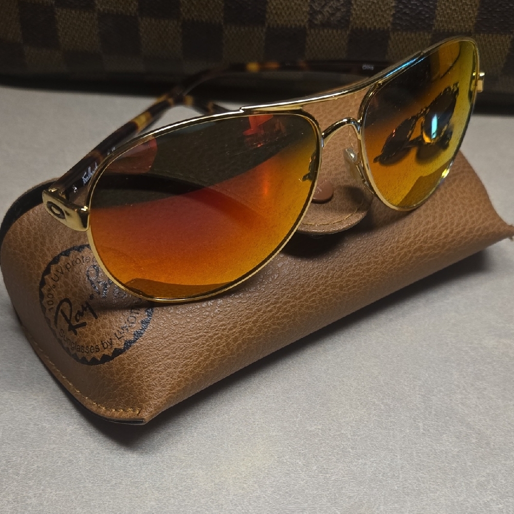 Ray-Ban Gold and Orange Aviator Sunglasses